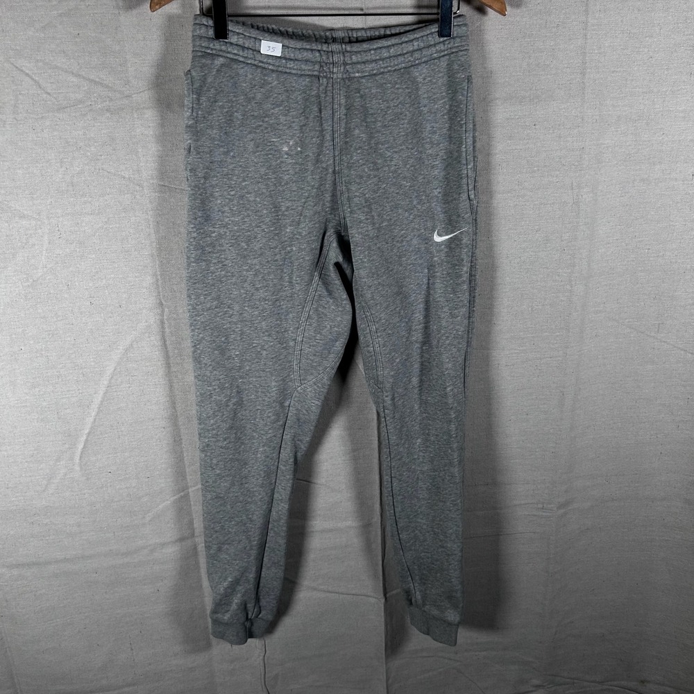 Nike Mens Sportswear Joggers Heather Grey Fleece Sweatpants Small Swoosh Logo